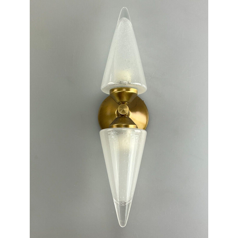 Vintage glazen wandlamp van Honsel, 1960-1970