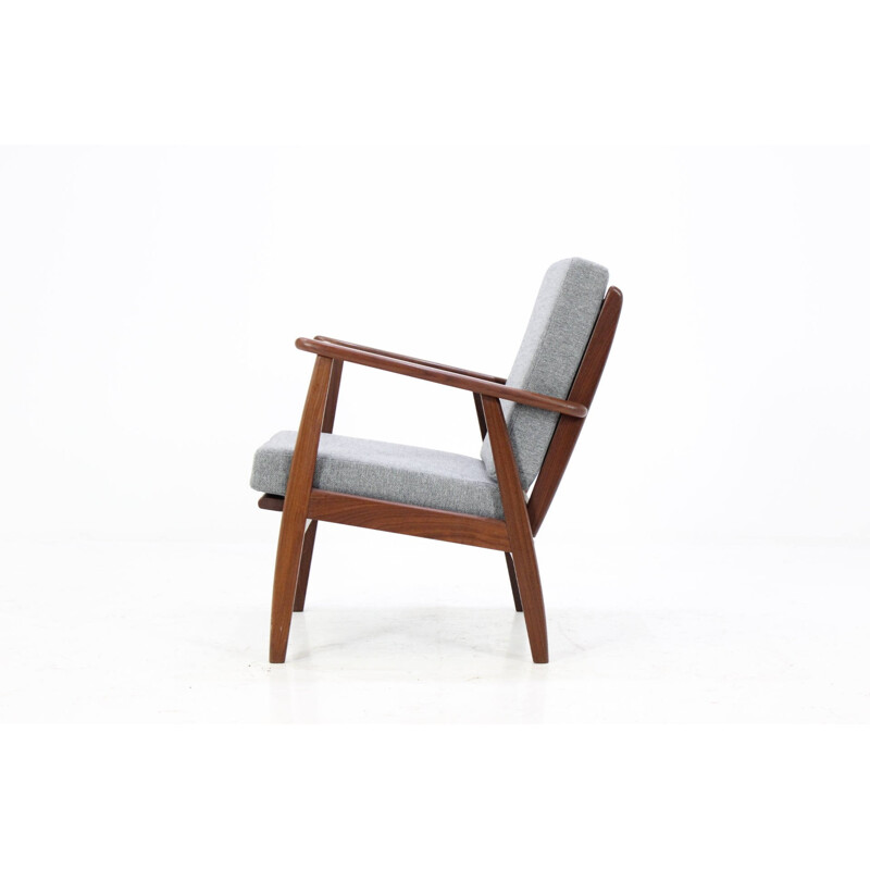 Danish teak armchair re-uphostered in grey - 1960s