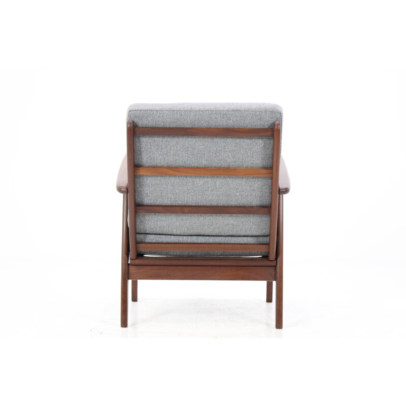 Danish teak armchair re-uphostered in grey - 1960s