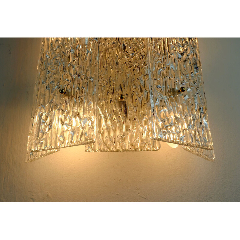 Mid century ice glass wall lamp by Kalmar Leuchten, 1960s