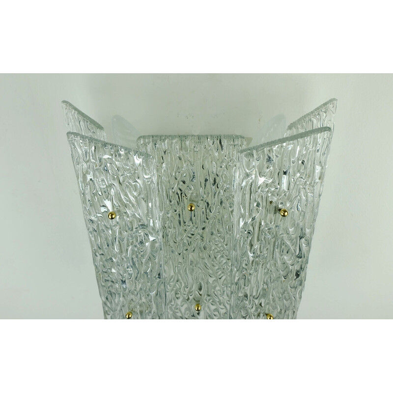 Mid century ice glass wall lamp by Kalmar Leuchten, 1960s