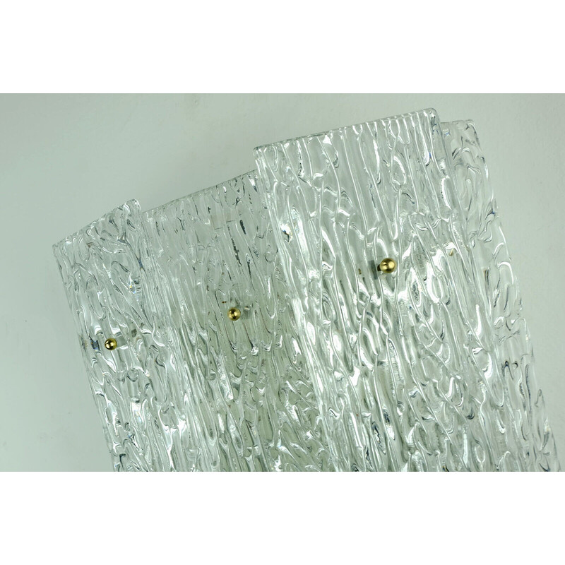 Mid century ice glass wall lamp by Kalmar Leuchten, 1960s