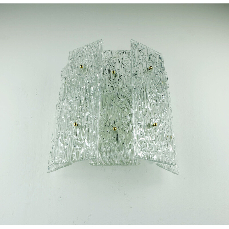 Mid century ice glass wall lamp by Kalmar Leuchten, 1960s