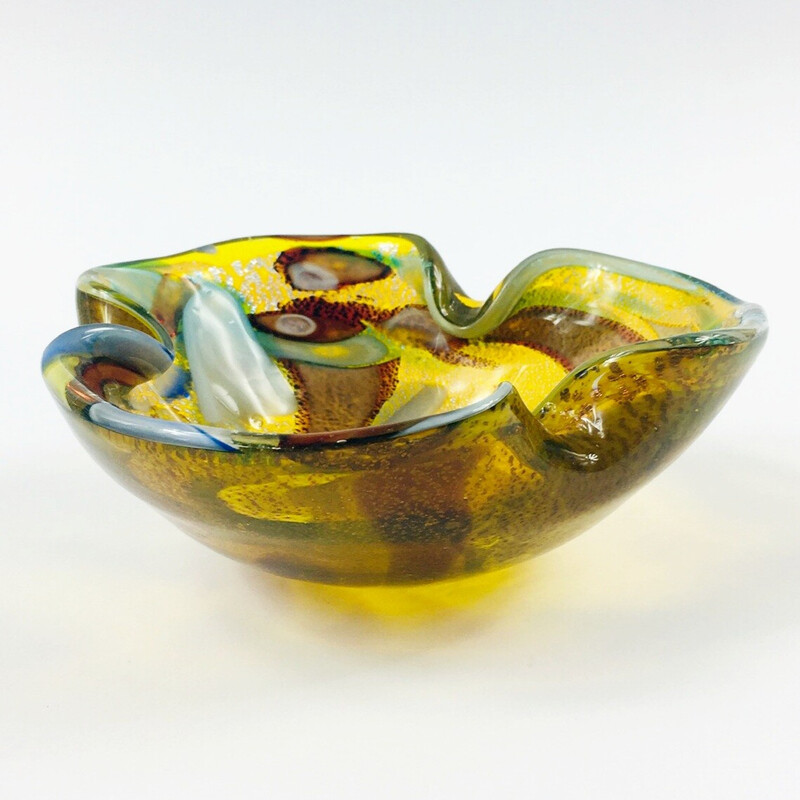 Vintage Murano art glass ashtray by Dino Martens for Aureliano Toso, Italy 1960s