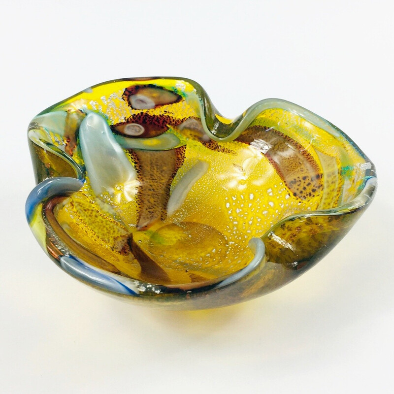 Vintage Murano art glass ashtray by Dino Martens for Aureliano Toso, Italy 1960s