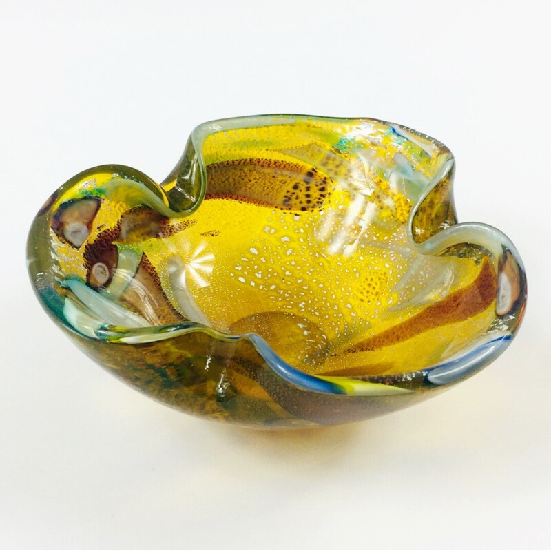 Vintage Murano art glass ashtray by Dino Martens for Aureliano Toso, Italy 1960s