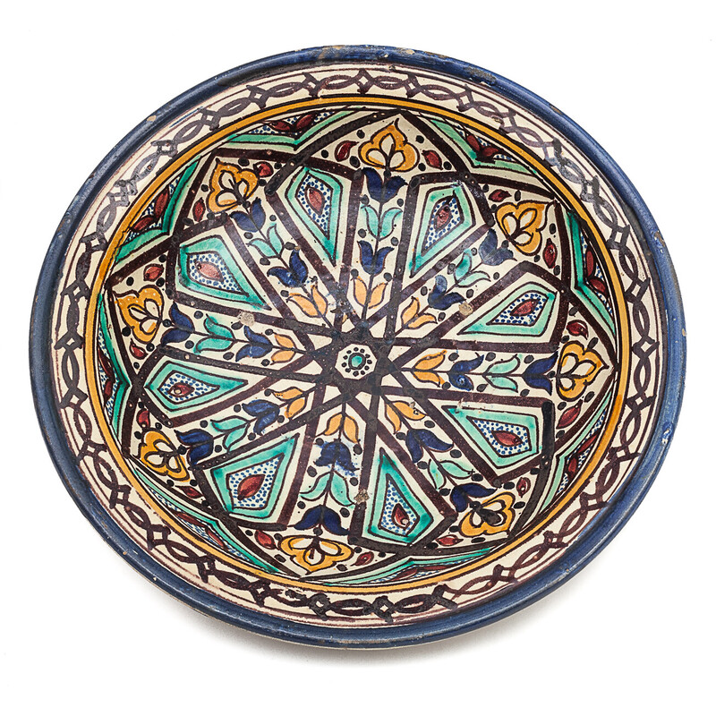 Vintage tigela de cerâmica marroquina, 1900