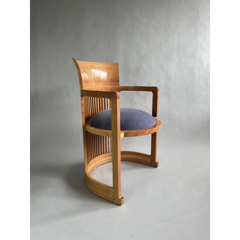 Vintage wooden Barrel armchair by Frank Lloyd Wright for Cassina, Italy 1980s-1990s