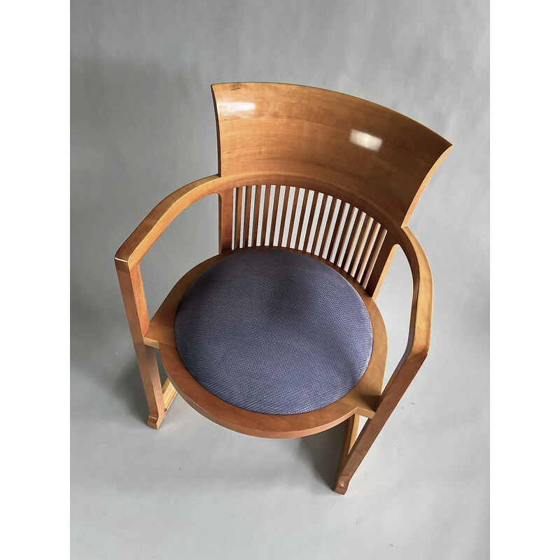 Fauteuil Barrel vintage en bois de Frank Lloyd Wright pour Cassina, Italie 1980-1990