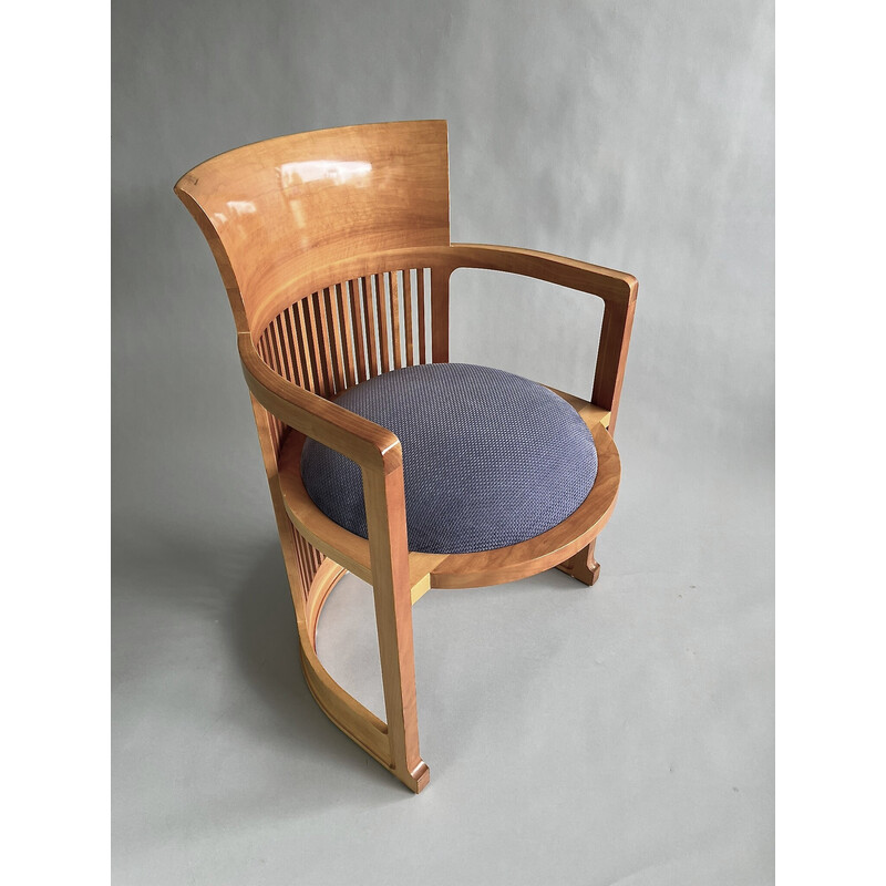 Fauteuil Barrel vintage en bois de Frank Lloyd Wright pour Cassina, Italie 1980-1990