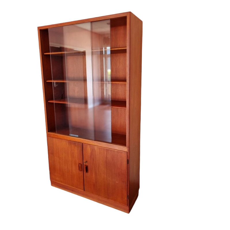 Vintage teak wood Danish display cabinet by Børge Mogensen for Søborg Møbler