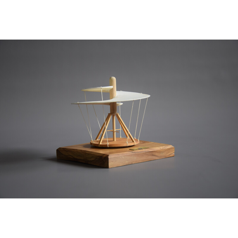 Modelo de helicóptero de madera vintage Leonardo da Vinci por Giovanni Sacchi para Paolo Viti, 1989