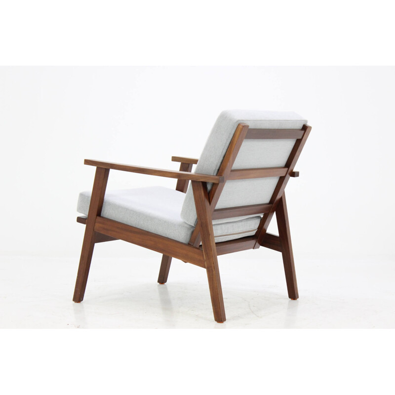 Danish teak armchair with a grey fabric - 1960s