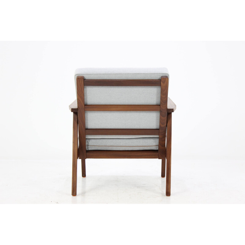 Danish teak armchair with a grey fabric - 1960s