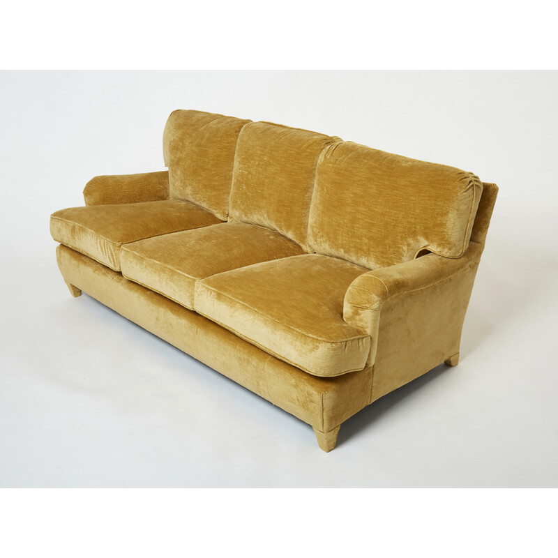 Vintage Art Deco sofa in linen velvet by Jean-Michel Frank, 1935s