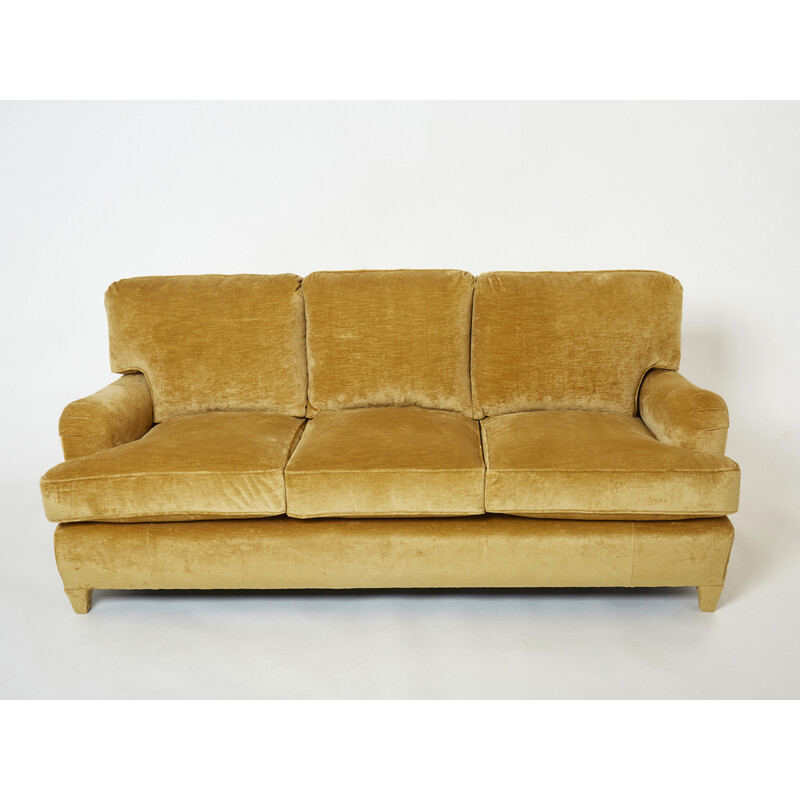 Vintage Art Deco sofa in linen velvet by Jean-Michel Frank, 1935s