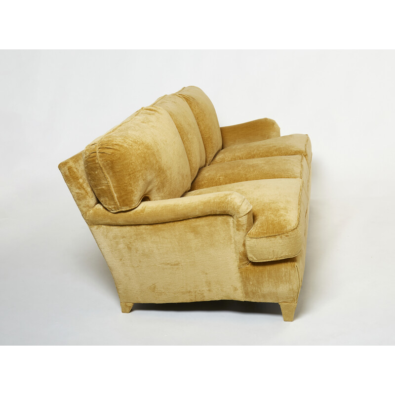 Vintage Art Deco sofa in linen velvet by Jean-Michel Frank, 1935s