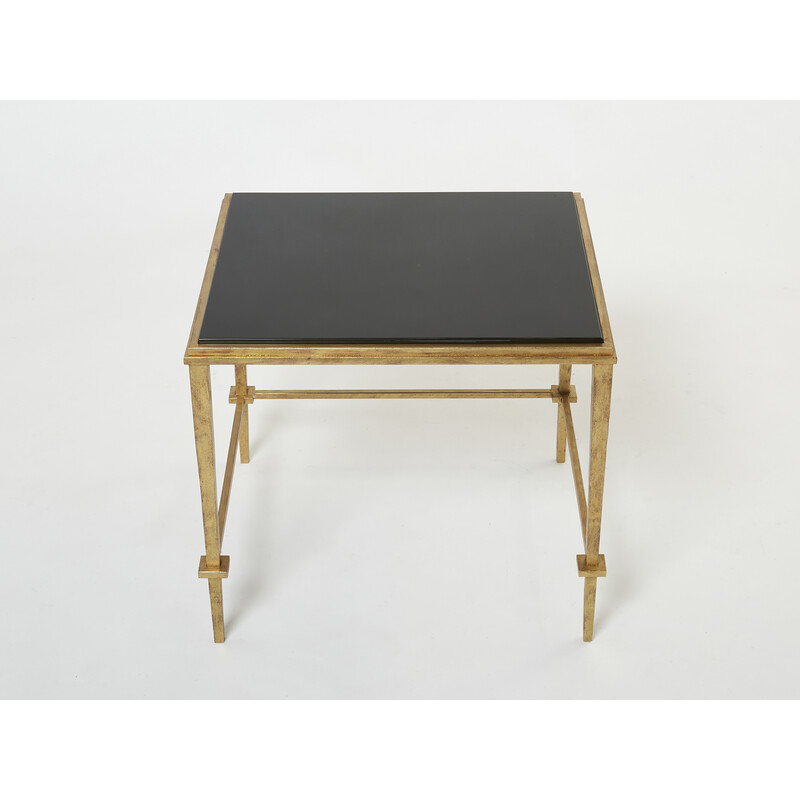 Paire de tables d’appoint vintage en fer doré par la Maison Ramsay, 1950