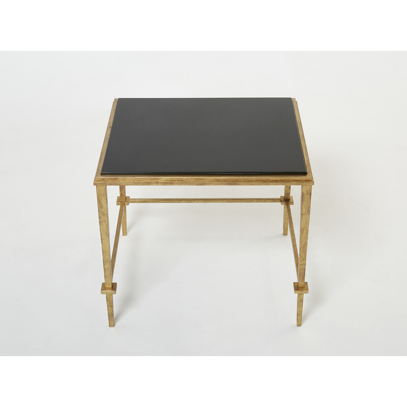 Pareja de mesas auxiliares vintage de hierro dorado de Maison Ramsay, 1950