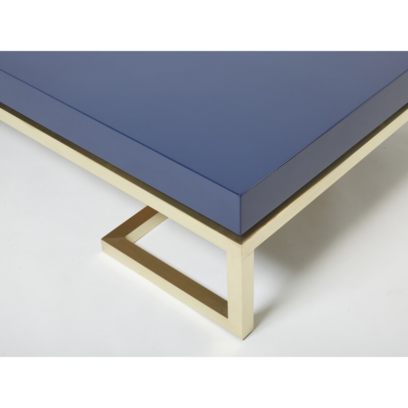 Vintage lacquer and brass coffee table by Guy Lefèvre for Maison Jansen, 1970s