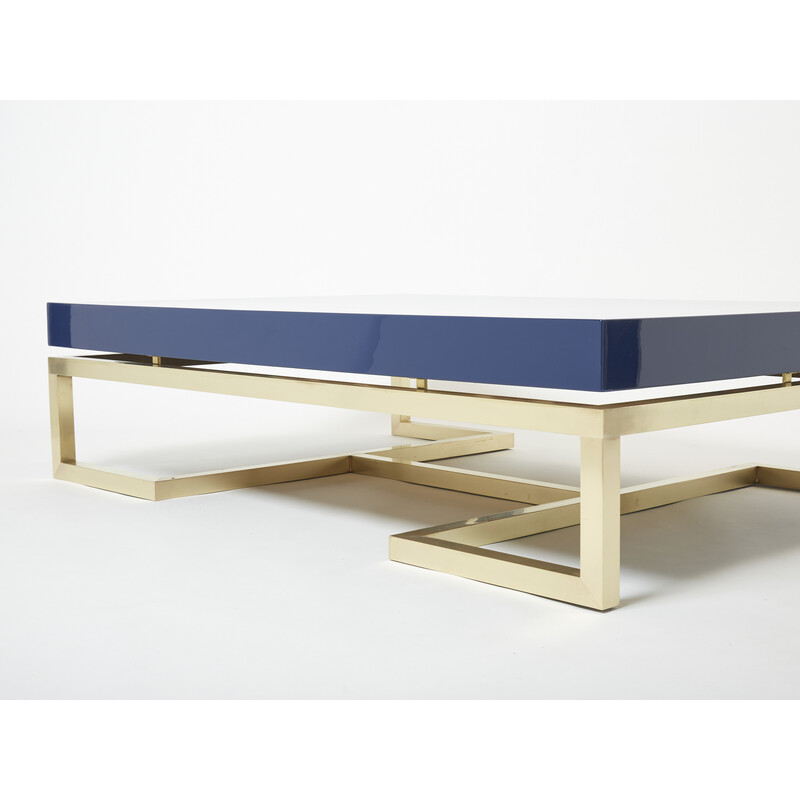 Vintage lacquer and brass coffee table by Guy Lefèvre for Maison Jansen, 1970s