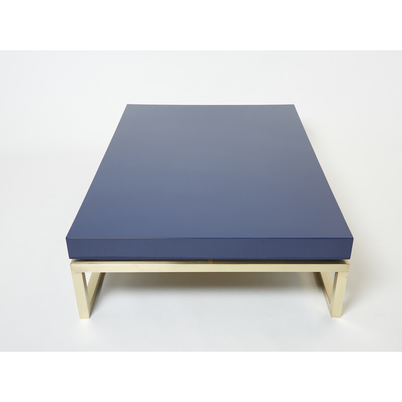 Vintage lacquer and brass coffee table by Guy Lefèvre for Maison Jansen, 1970s