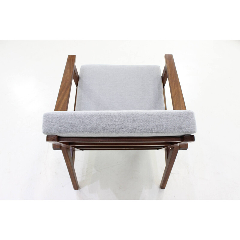 Danish teak armchair with a grey fabric - 1960s