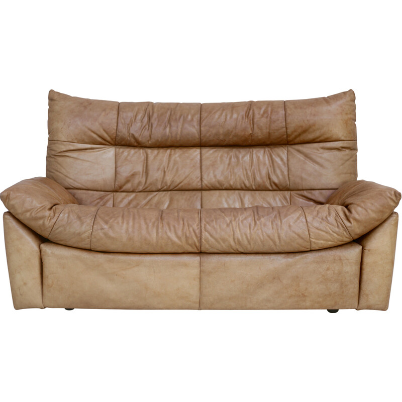 Vintage leather sofa model Dianthus by Michel Ducaroy for Ligne Roset, 1978s