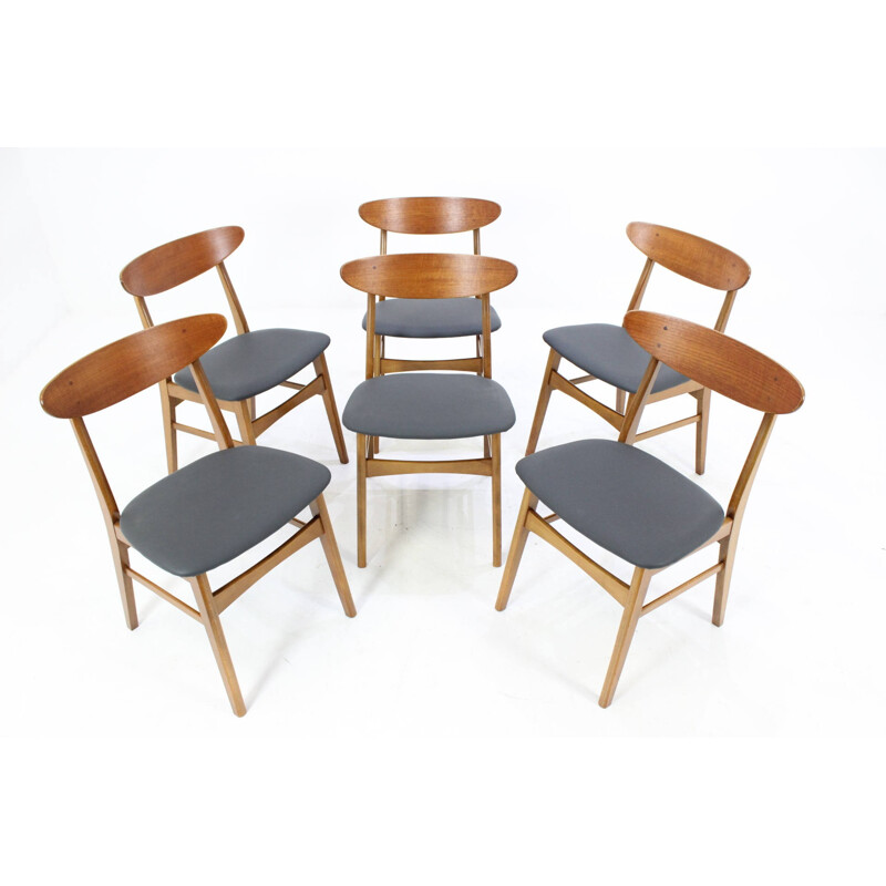 Ensemble de six chaises danoises en teck Farstrup Denmark - 1960