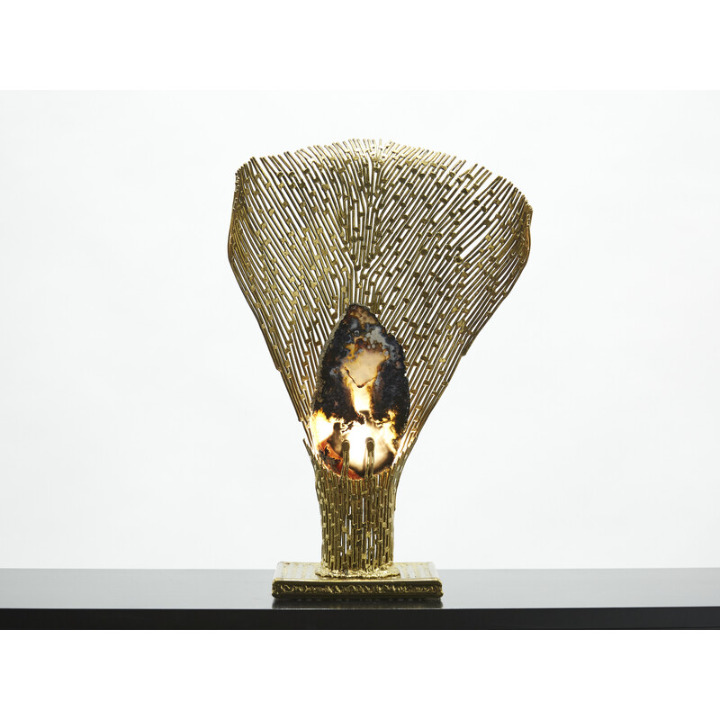 Vintage brass lamp by Henri Fernandez for Maison Honoré, 1970s
