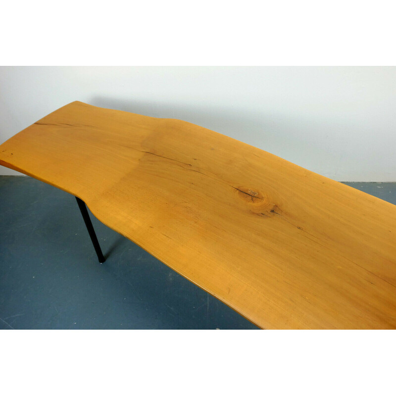 Mesa de centro vintage de madera de cerezo maciza, 1950