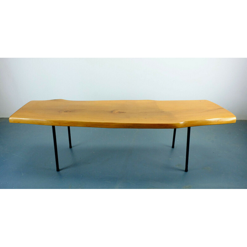 Vintage coffee table in solid cherry wood, 1950