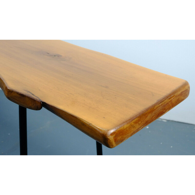 Table basse vintage en bois de cerisier massif, 1950