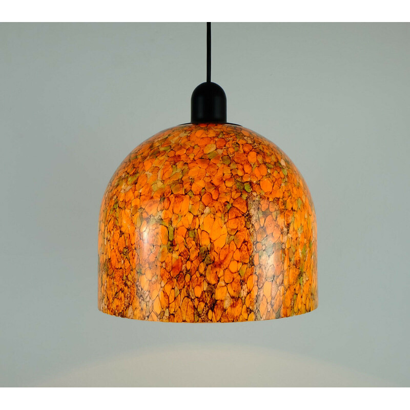 Mid century pendant lamp in orange and green glass by Peill and Putzler, 1970s