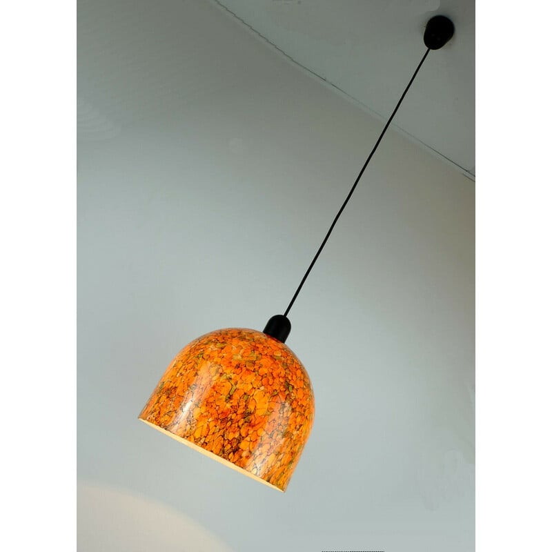 Mid century pendant lamp in orange and green glass by Peill and Putzler, 1970s