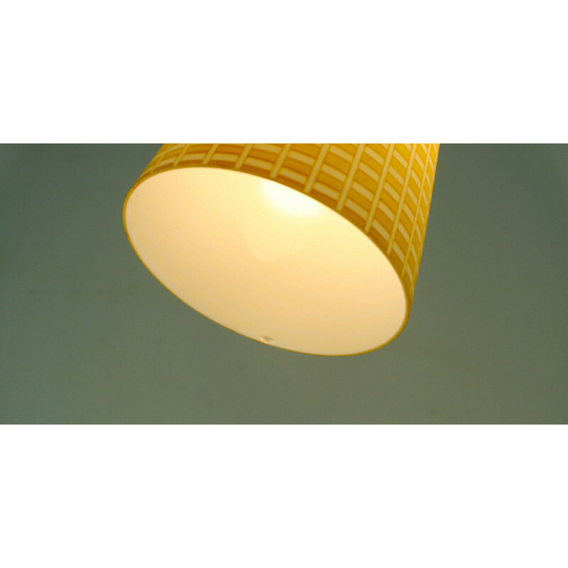 Mid century yellow and white glass pendant lamp by Peill and Putzler, 1950s