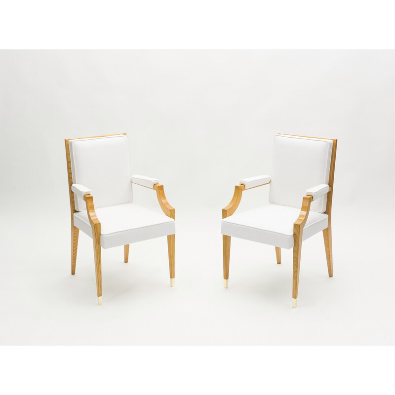 Paar vintage essenhouten fauteuils van André Arbus, 1940