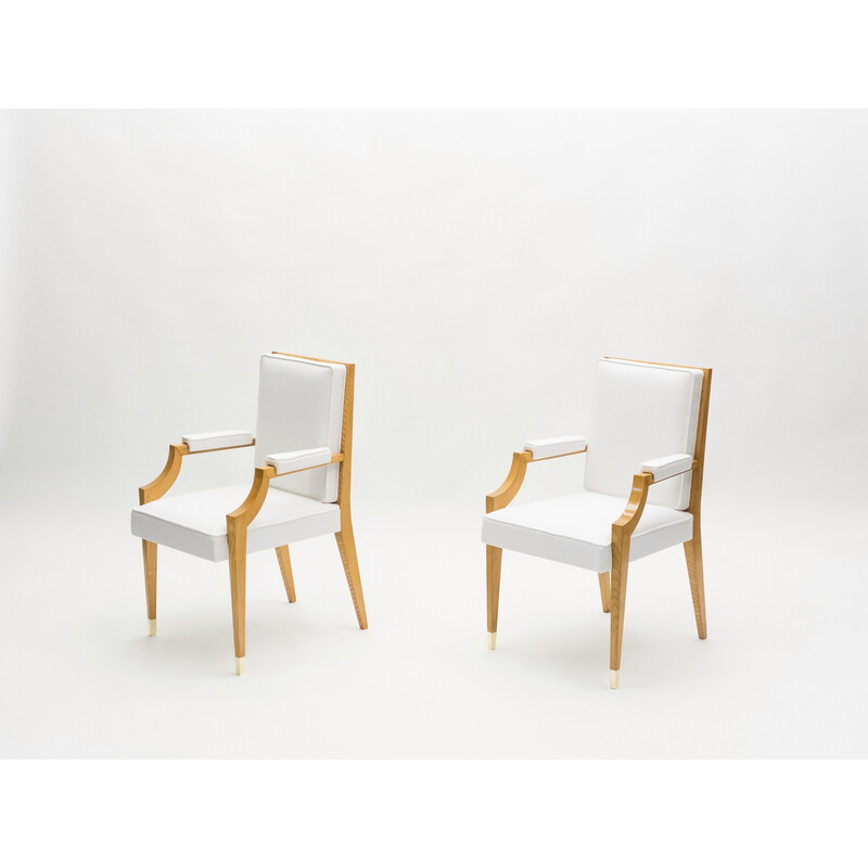 Pair of vintage ash wood armchairs by André Arbus, 1940