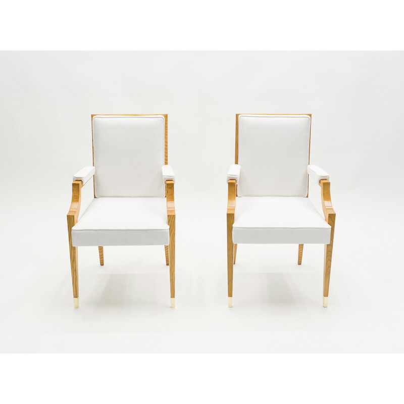 Pair of vintage ash wood armchairs by André Arbus, 1940