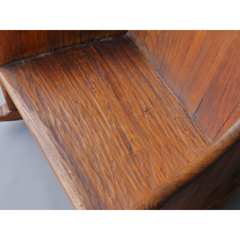 Coppia di sedie a dondolo scandinave vintage in legno di olmo per bambini