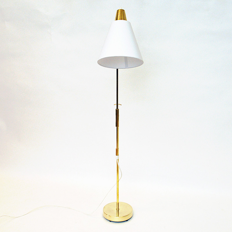 Vintage adjustable brass floorlamp mod 7030 by Falkenberg Belysning, Sweden 1950s