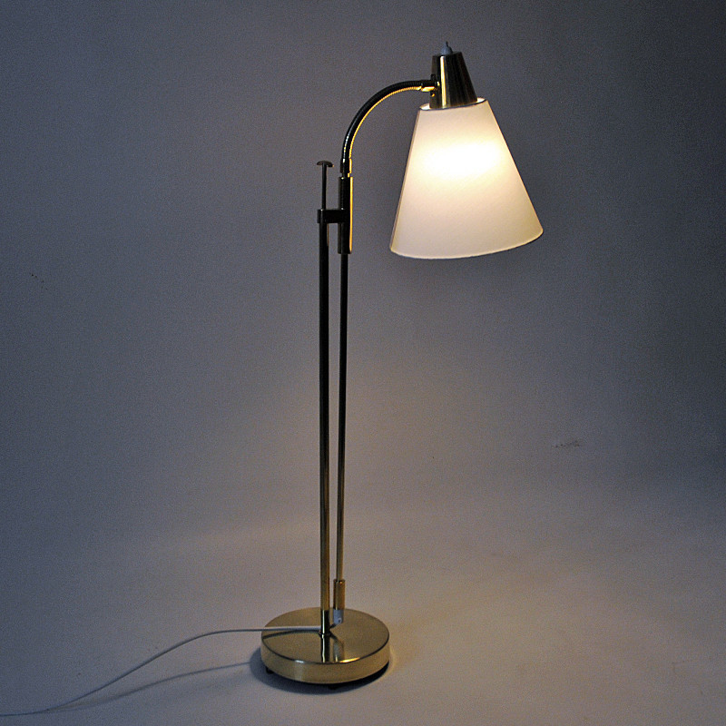 Vintage adjustable brass floorlamp mod 7030 by Falkenberg Belysning, Sweden 1950s