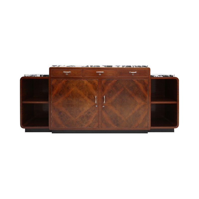 Mid-century mahogany and marble sideboard - 1930s