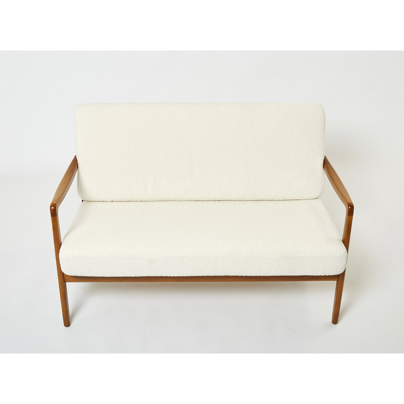 Vintage Danish curly wool sofa model Fd 109 by Ole Wanscher for France and Son, 1960s