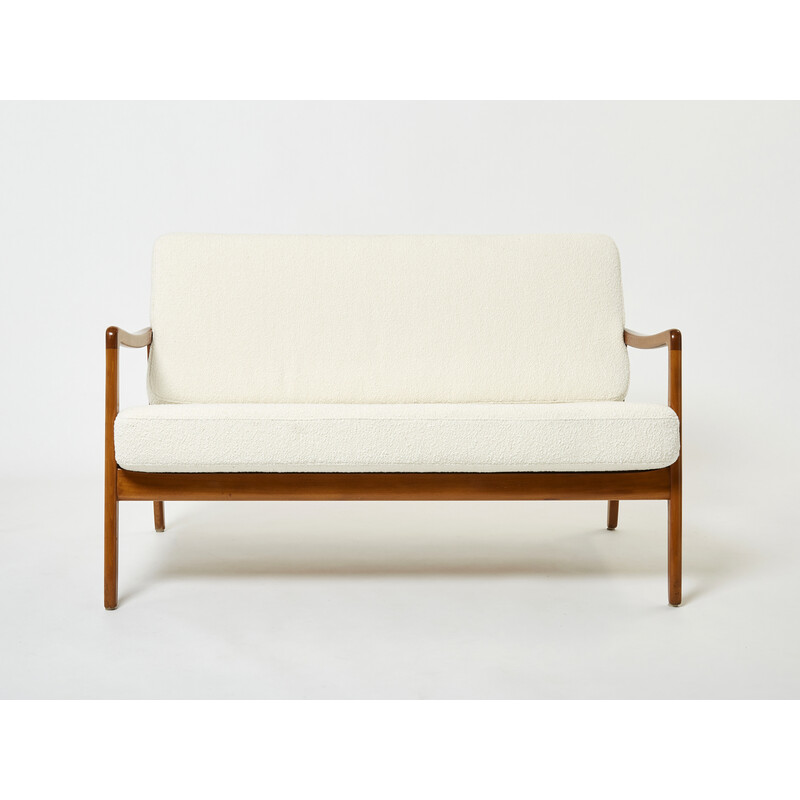 Vintage Danish curly wool sofa model Fd 109 by Ole Wanscher for France and Son, 1960s