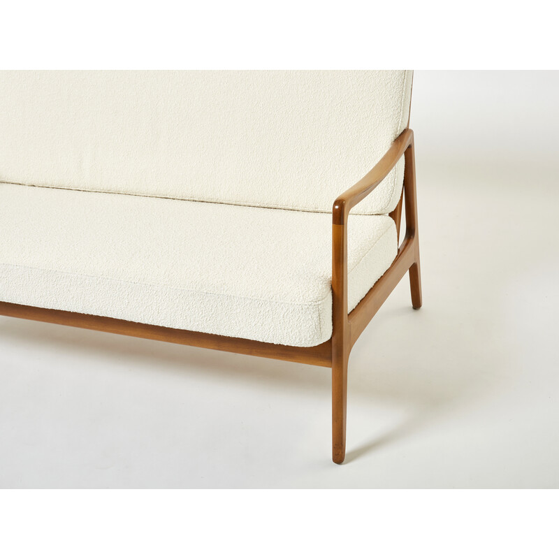 Vintage Danish curly wool sofa model Fd 109 by Ole Wanscher for France and Son, 1960s