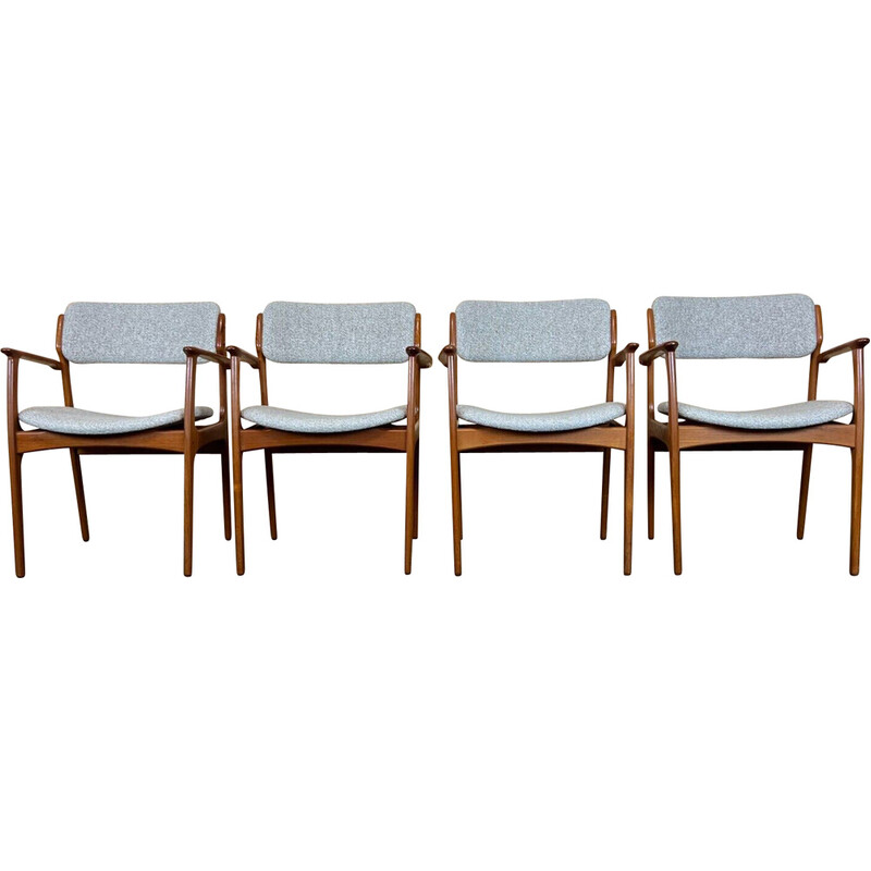 Conjunto de 4 cadeiras de teca vintage de Erik Buch para mobiliário de d.c., 1960-1970