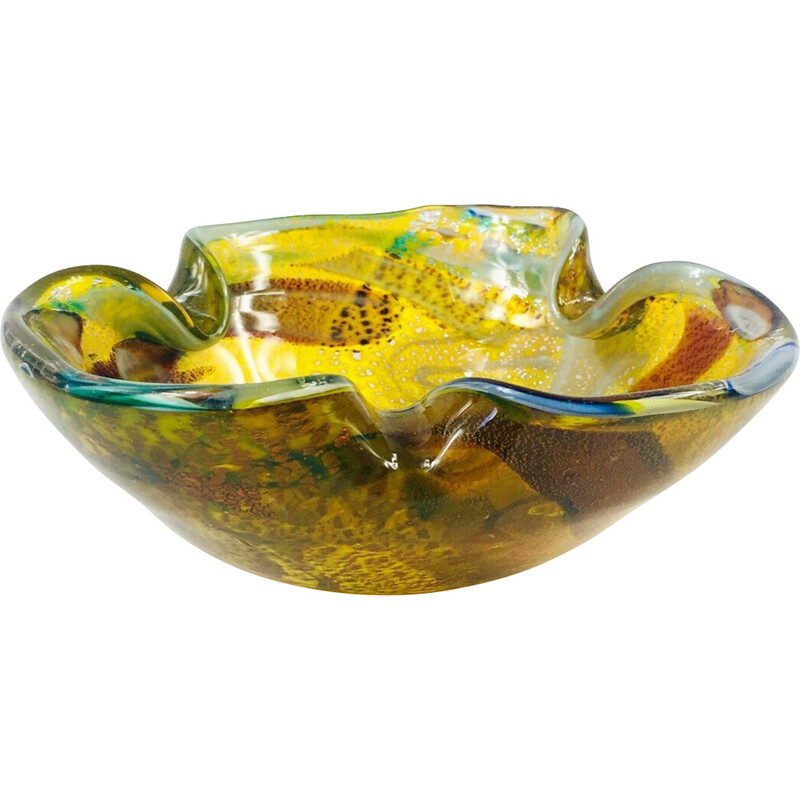 Vintage Murano art glass ashtray by Dino Martens for Aureliano Toso, Italy 1960s