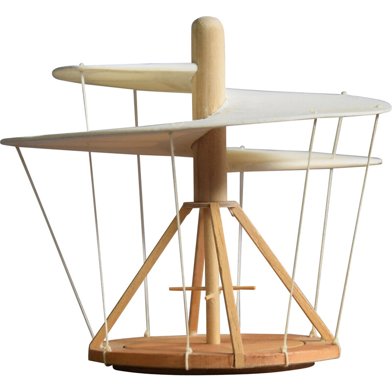 Vintage wooden helicopter model Leonardo da Vinci by Giovanni Sacchi for Paolo Viti, 1989s