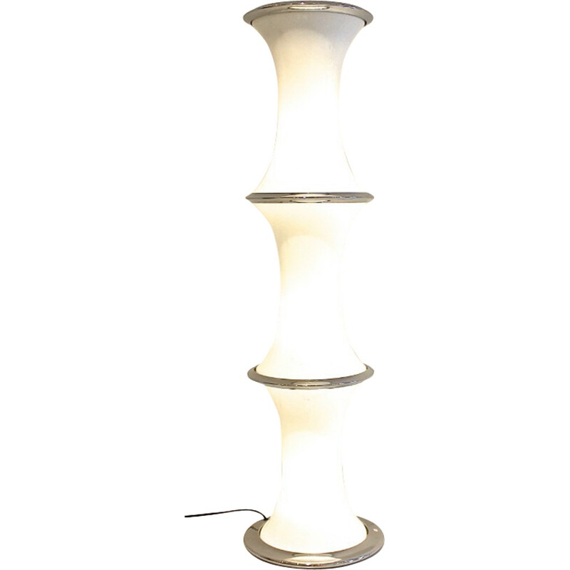 Vistosi white floor lamp in Murano glass, Enrico TRONCONI - 1970s